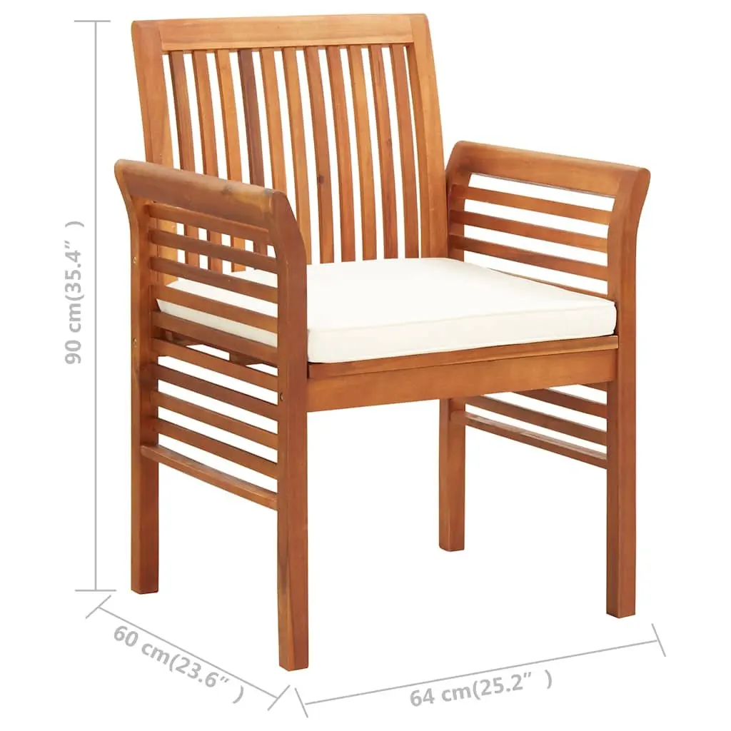 Outdoor Dining Chair Cushion Brown Acacia Wood Deep Seat