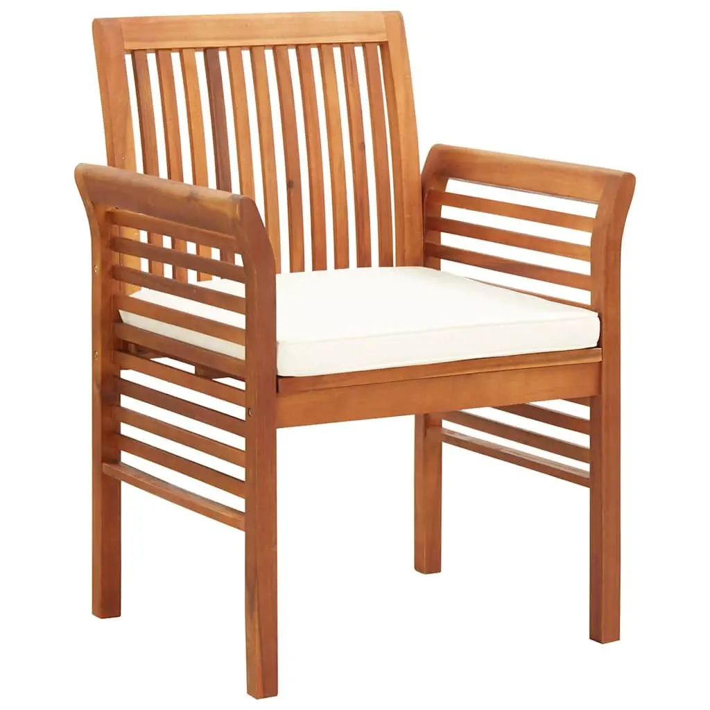 Outdoor Dining Chairs 2 Piece Set Acacia Wood Deep Seat Cushioned Brown