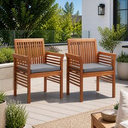 Affordable Comfort: Set of 2 Acacia Wood Chairs