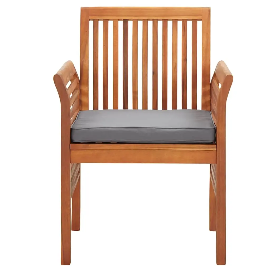 Outdoor Dining Chairs Set 2 pcs Acacia Wood Frame Garden Patio Seating Brown