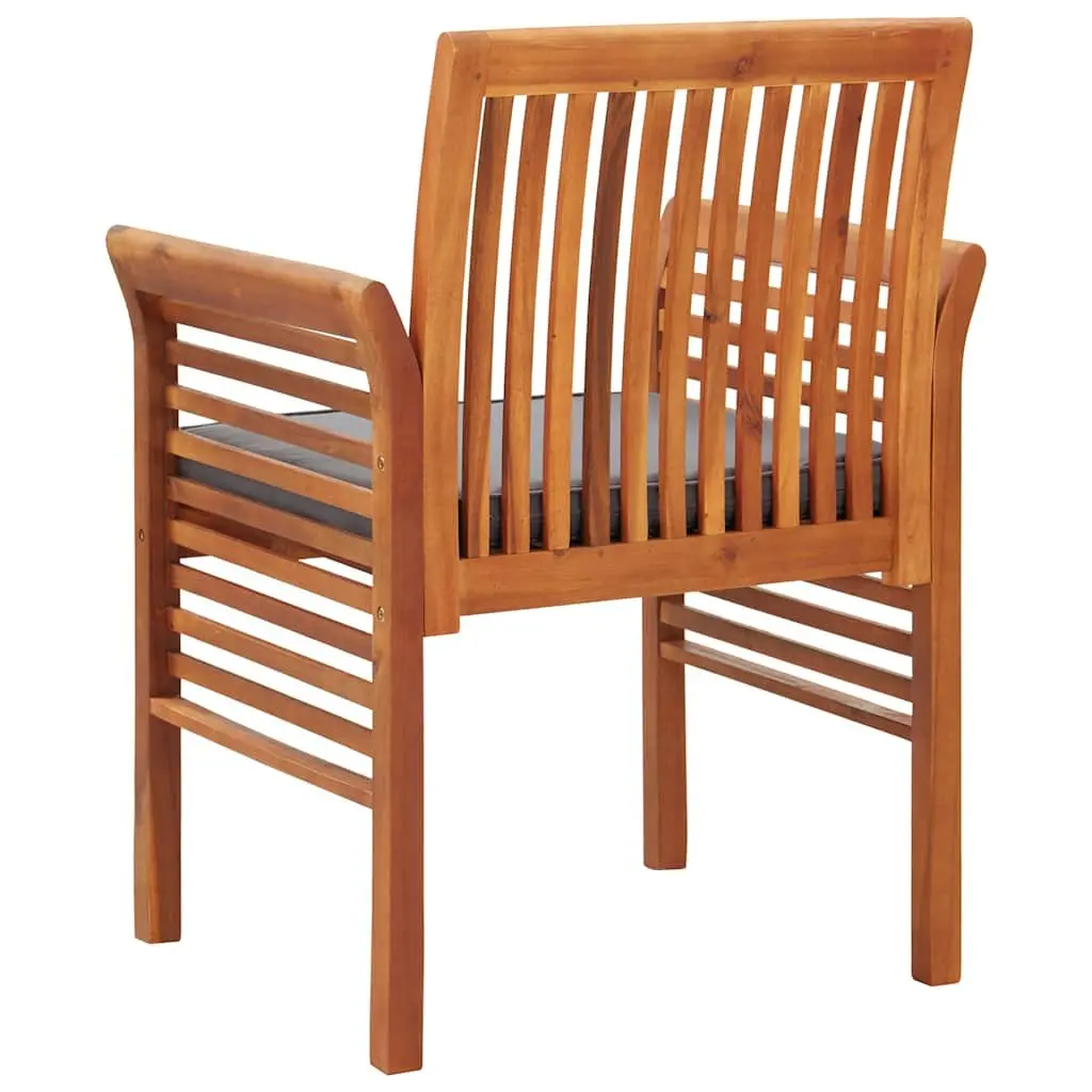 Outdoor Dining Chairs Set 2 pcs Acacia Wood Frame Garden Patio Seating Brown