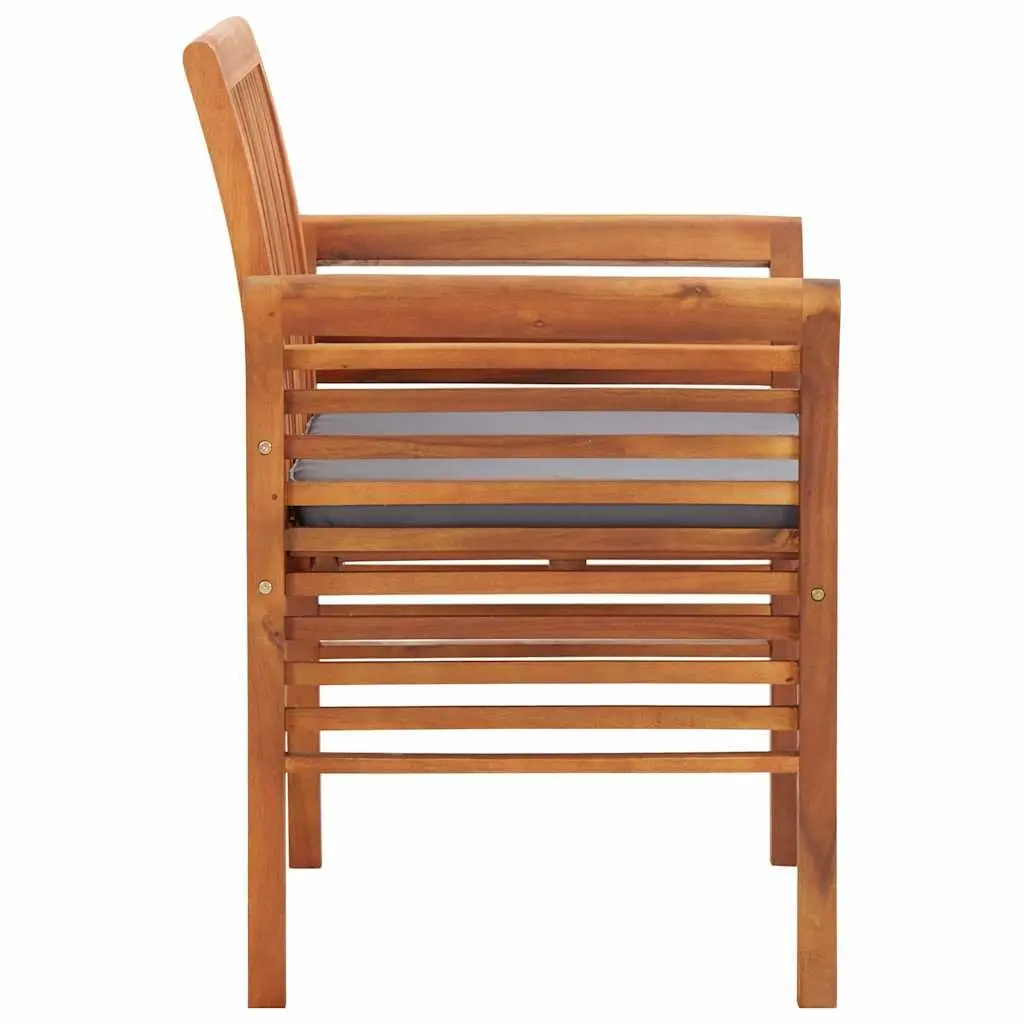 Outdoor Dining Chairs Set 2 pcs Acacia Wood Frame Garden Patio Seating Brown