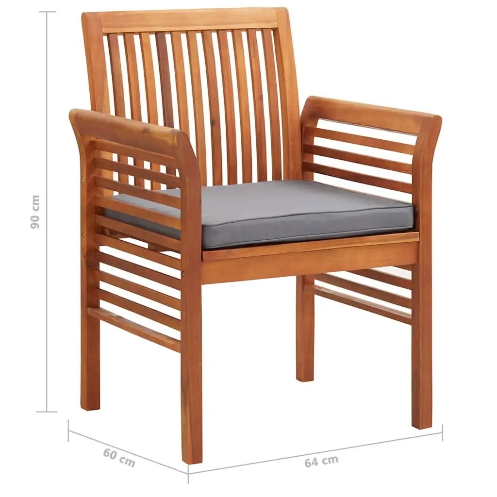 Outdoor Dining Chairs Set 2 pcs Acacia Wood Frame Garden Patio Seating Brown