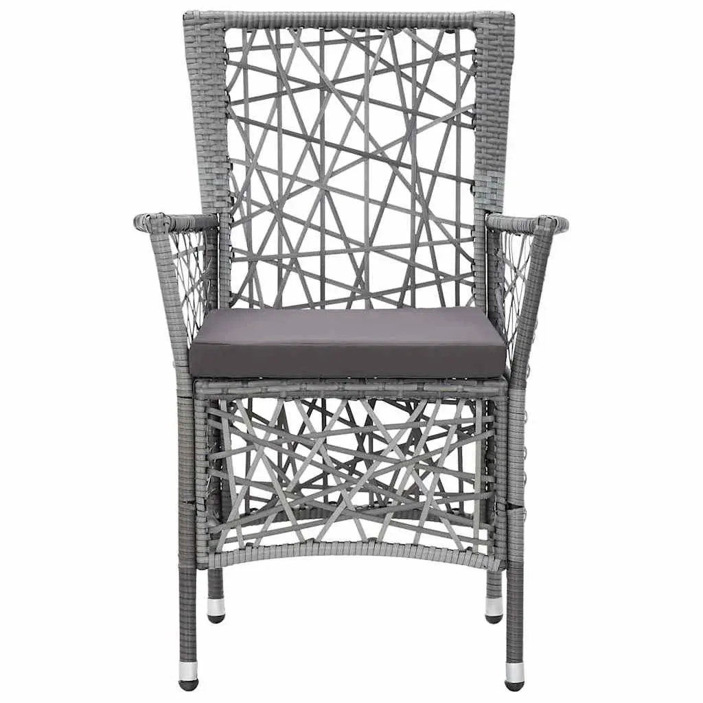 Outdoor Chairs Garden Patio Seating Set 2 pcs Grey with Cushions Poly Rattan