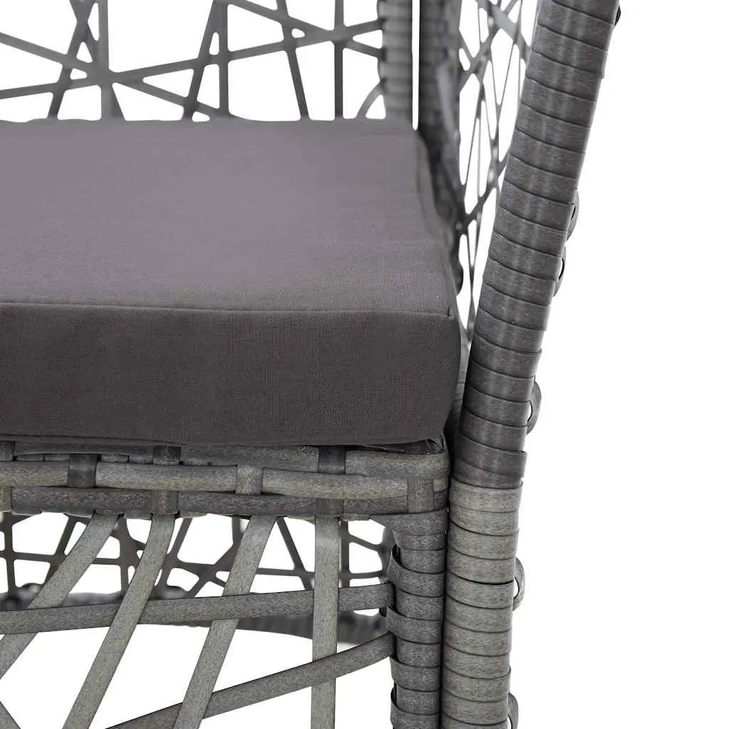 Outdoor Chairs Garden Patio Seating Set 2 pcs Grey with Cushions Poly Rattan