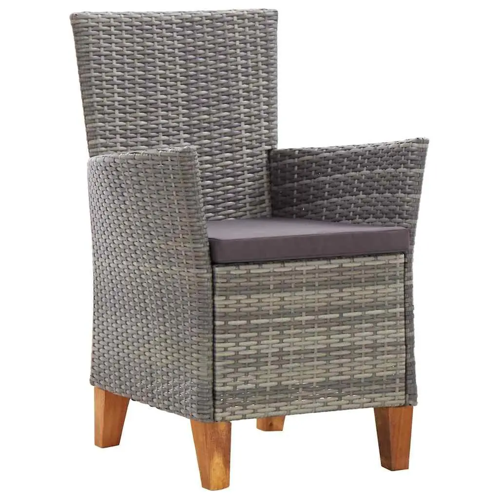 Outdoor Dining Set 5 Piece Garden Furniture Acacia Wood Table Grey PE Rattan Chairs