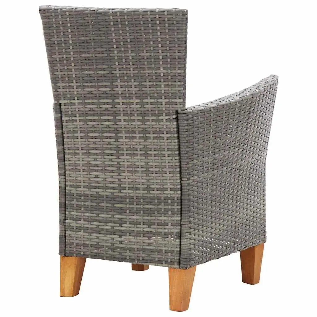 Outdoor Dining Set 5 Piece Garden Furniture Acacia Wood Table Grey PE Rattan Chairs