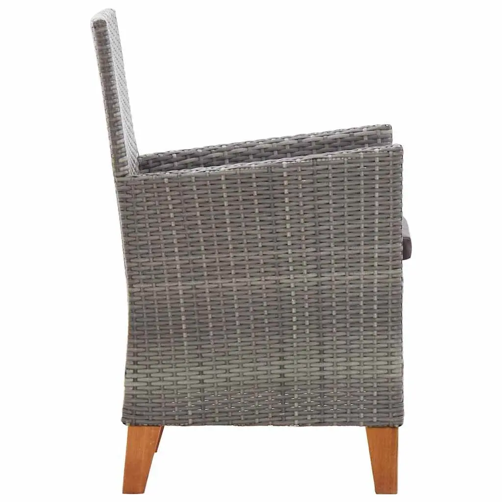 Outdoor Dining Set 5 Piece Garden Furniture Acacia Wood Table Grey PE Rattan Chairs