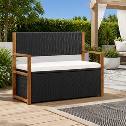 Reliable 115cm Black Storage Bench for Outdoor Use