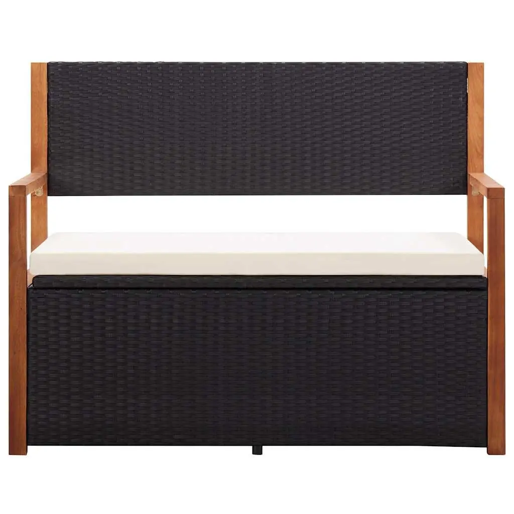 115cm Black Storage Bench for Outdoor Use