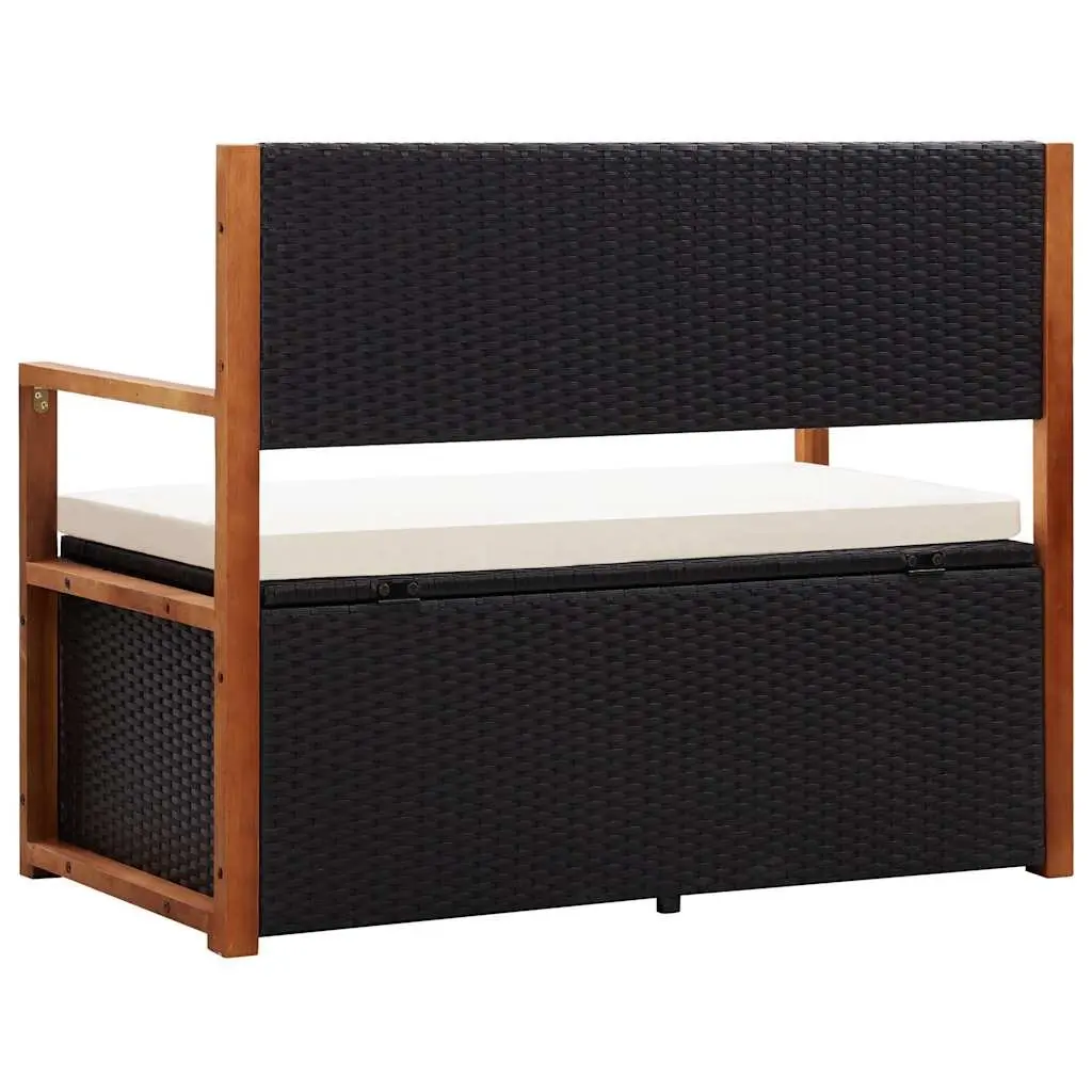 115cm Black Storage Bench for Outdoor Use