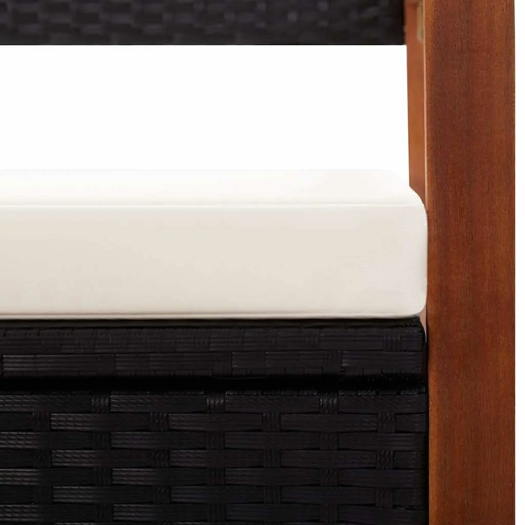 115cm Black Storage Bench for Outdoor Use