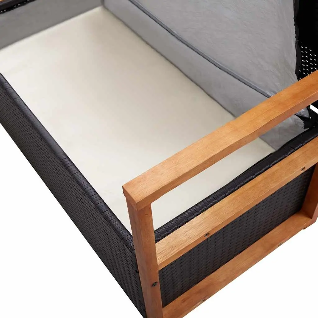 115cm Black Storage Bench for Outdoor Use