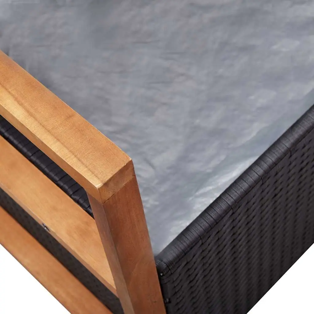 115cm Black Storage Bench for Outdoor Use