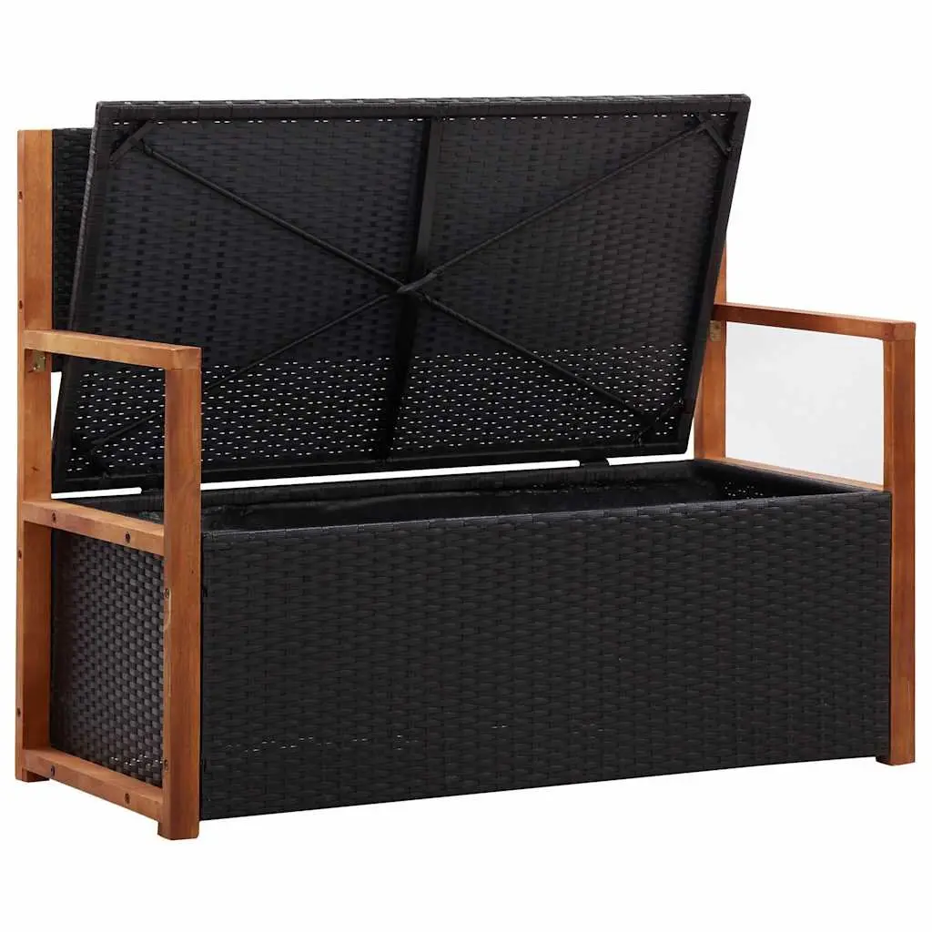 115cm Black Storage Bench for Outdoor Use