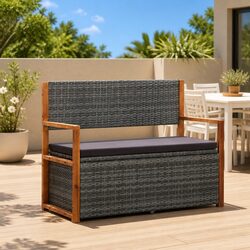 Functional Grey 115cm Outdoor Storage Bench with Cushion