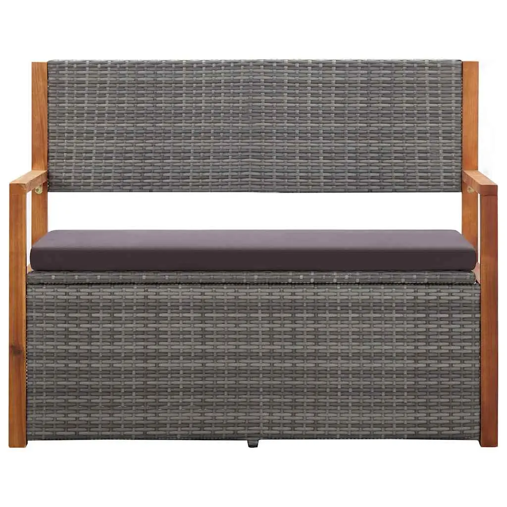 Grey 115cm Outdoor Storage Bench with Cushion