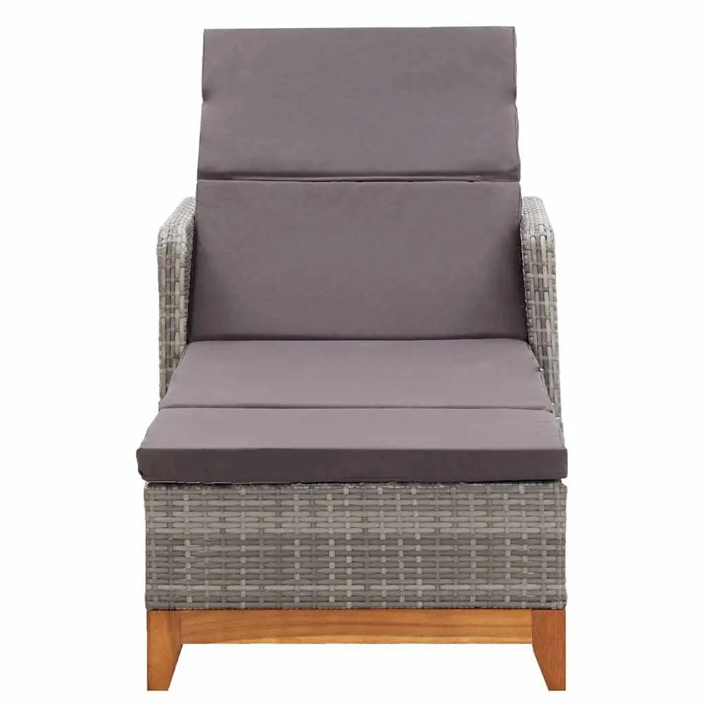 Sun Lounger Outdoor Garden Patio Reclining Backrest Armrests Grey