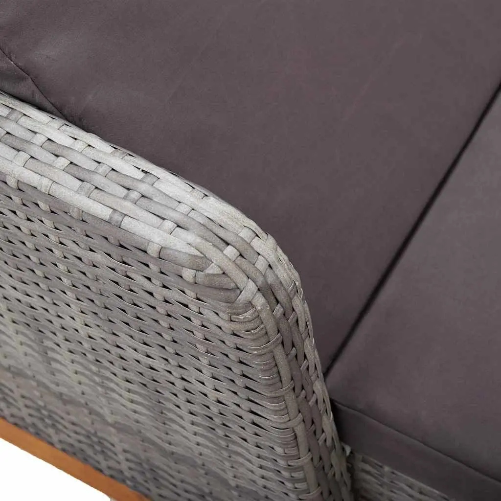 Sun Lounger Outdoor Garden Patio Reclining Backrest Armrests Grey