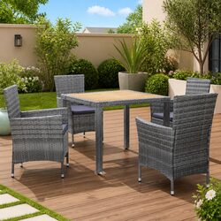 Warm and Practical 5 Piece Grey Outdoor Dining Set