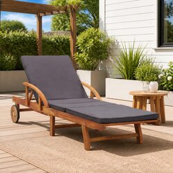 Comfortable Acacia Wood Lounger with Cushions Included