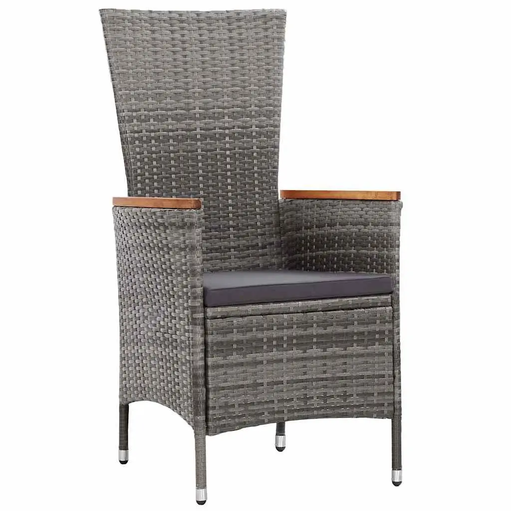 Outdoor Dining Set 7 Piece Garden Furniture Grey Poly Rattan with Cushions
