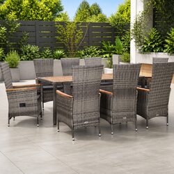 Comfortable and Practical 9 Piece Grey Outdoor Dining Set