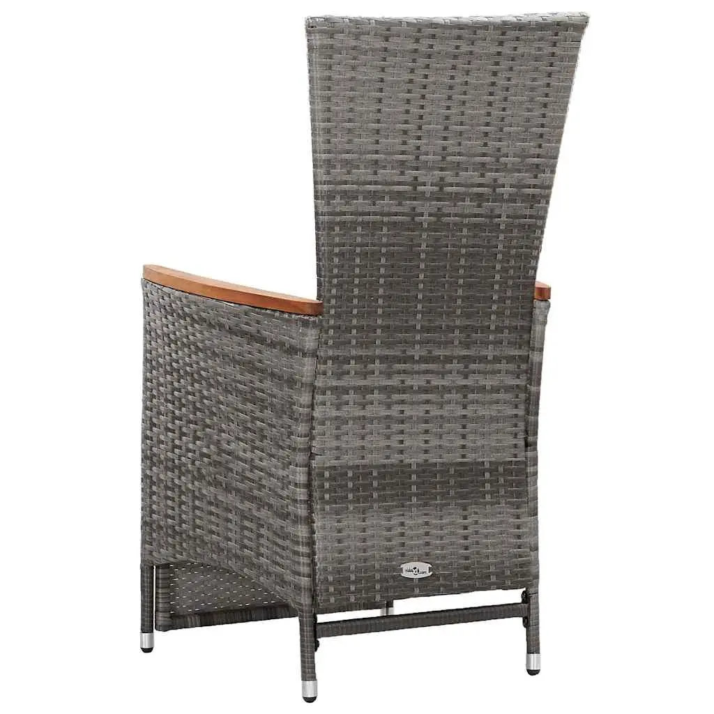 Reclining Garden Chairs 2 pcs with Cushions Outdoor Seating Poly Rattan Grey