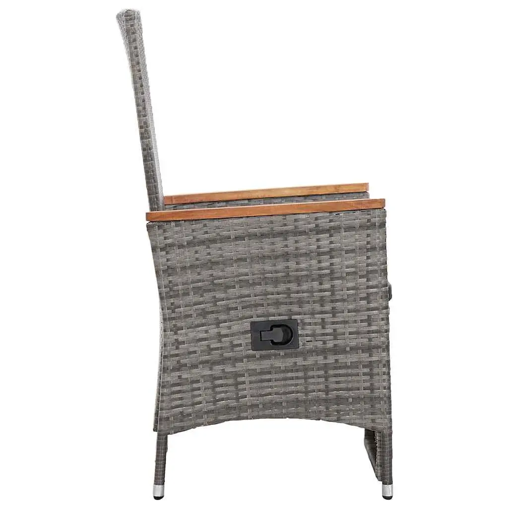 Reclining Garden Chairs 2 pcs with Cushions Outdoor Seating Poly Rattan Grey