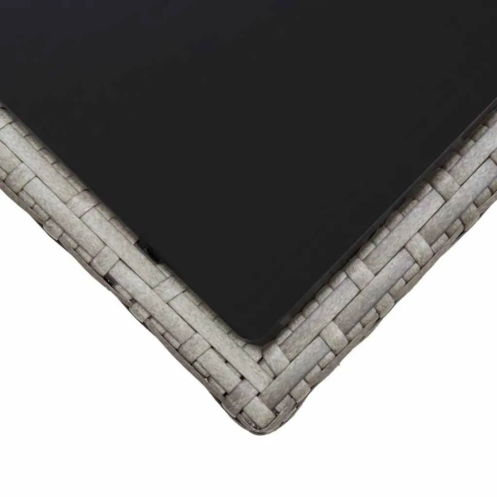 Outdoor Coffee Table Patio Garden Furniture Grey Poly Rattan Glass Top 45x45x40cm