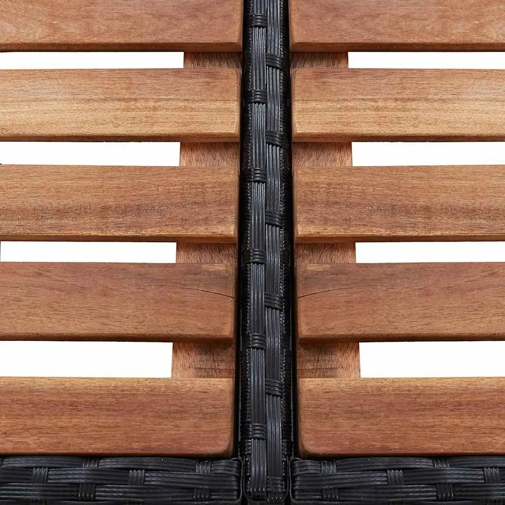Square Spa Surround Hot Tub Enclosure 268 x 268 cm Black Poly Rattan with Steps