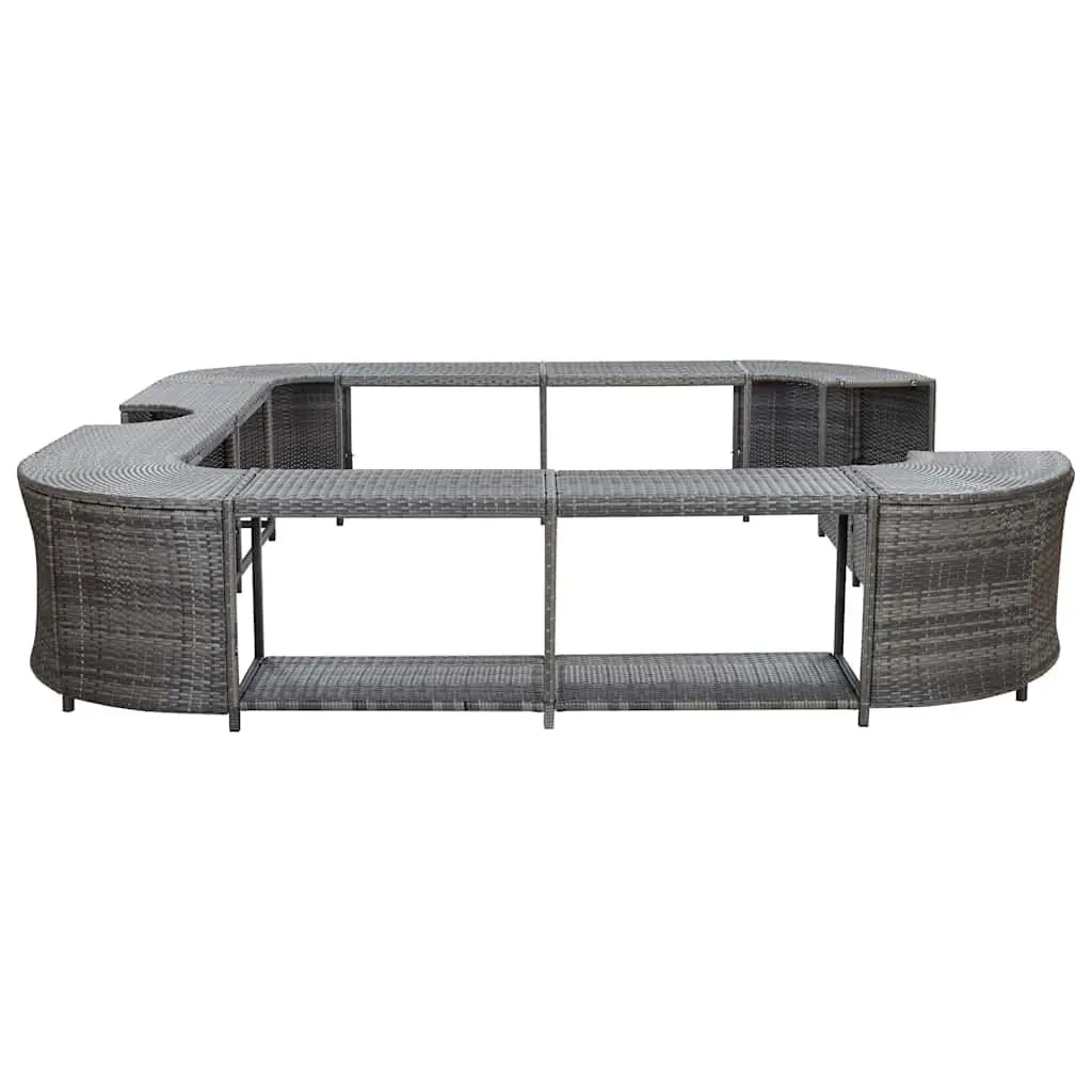 Square Spa Surround Grey 268cm Poly Rattan Hot Tub Enclosure Outdoor Garden