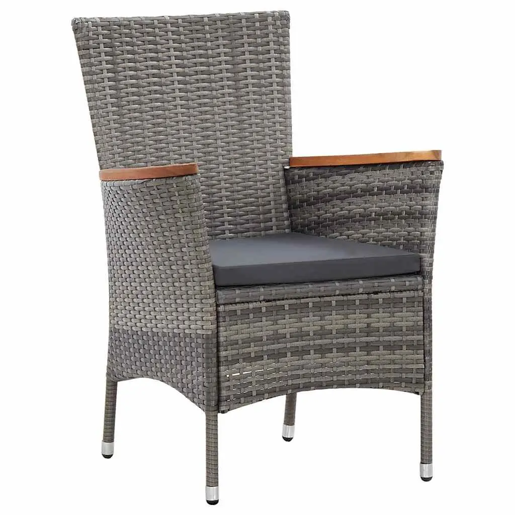 Garden Dining Set 7 Piece Poly Rattan Outdoor Furniture with Cushions Grey