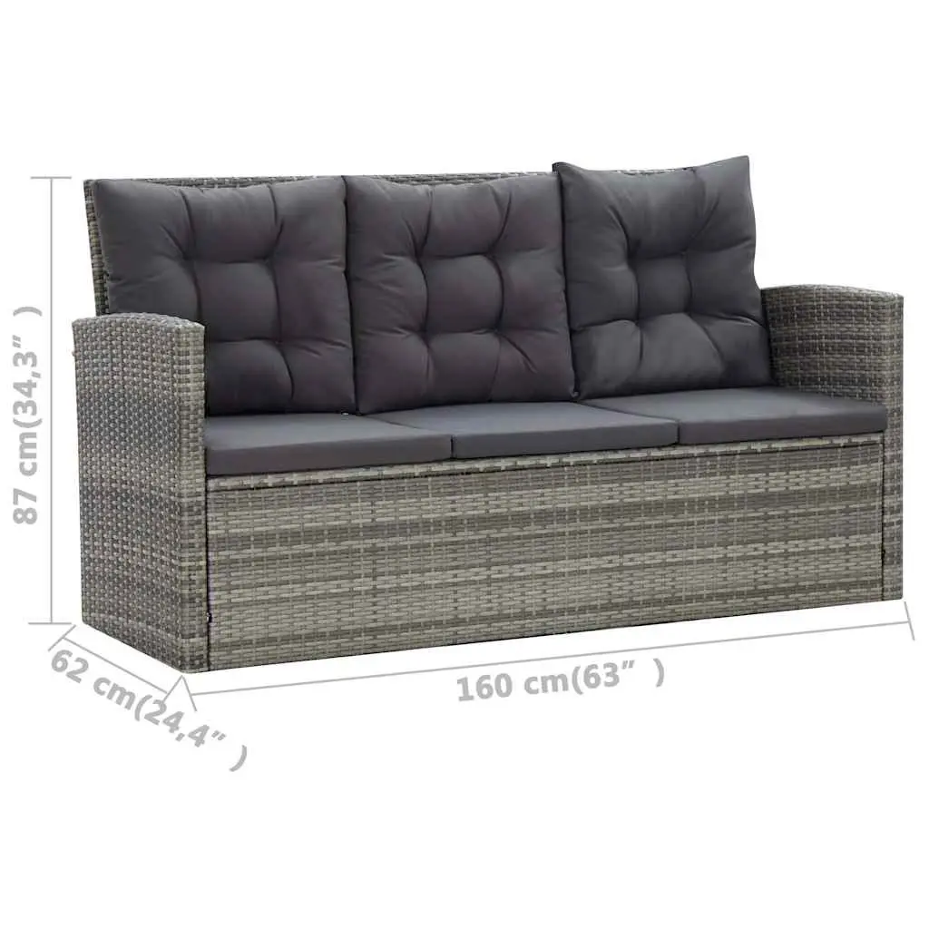 Outdoor Dining Set 5 Piece Garden Patio Furniture Grey Poly Rattan with Cushions