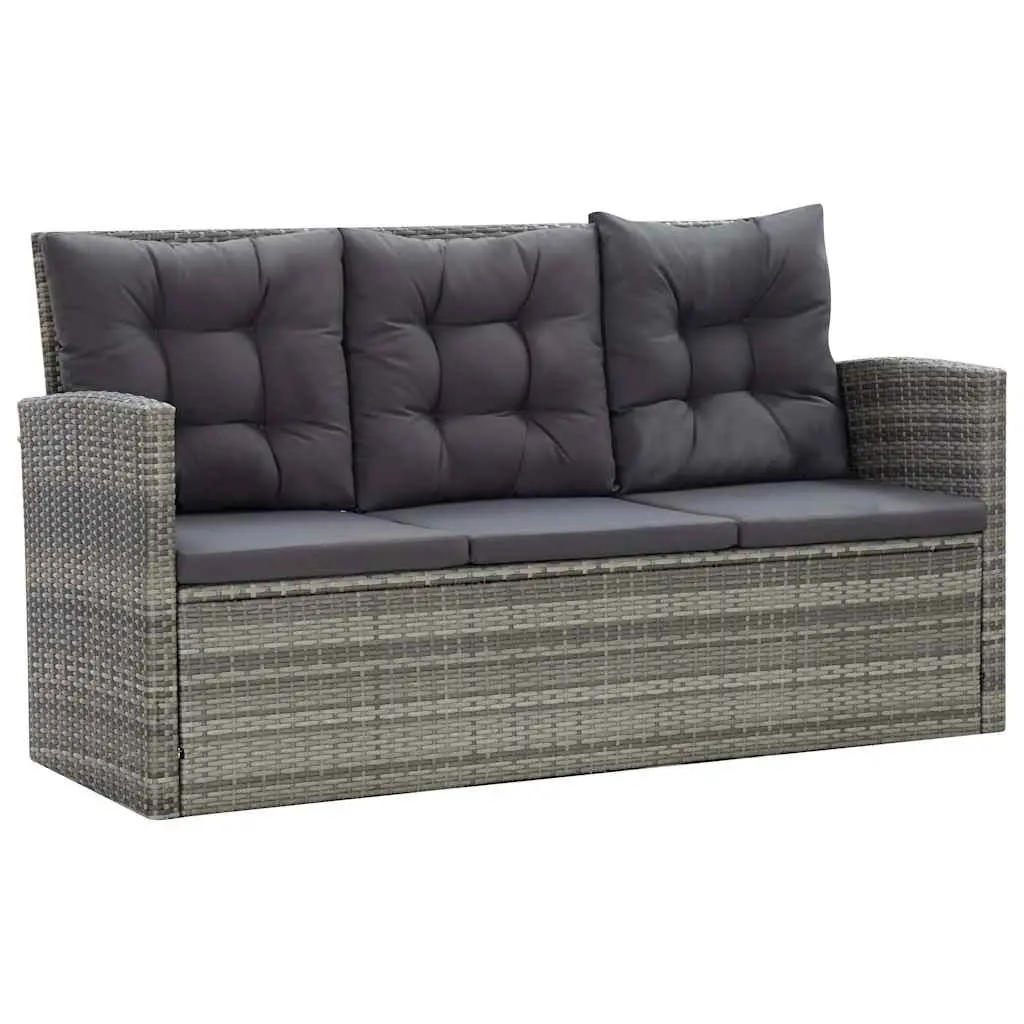 Outdoor Dining Set 5 Piece Garden Patio Furniture Grey Poly Rattan with Cushions