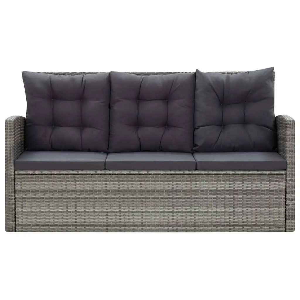 Outdoor Dining Set 5 Piece Garden Patio Furniture Grey Poly Rattan with Cushions