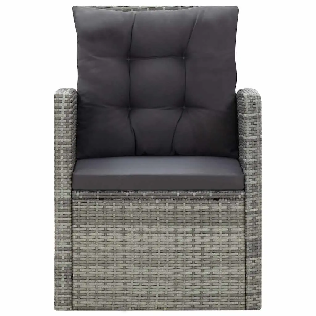 Outdoor Dining Set 5 Piece Garden Patio Furniture Grey Poly Rattan with Cushions