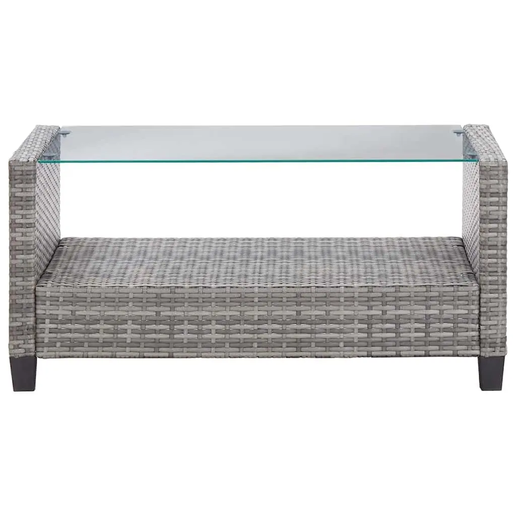 Outdoor Garden Sofa Set 6 Piece Grey Poly Rattan Patio Furniture