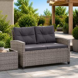 Comfortable and Durable Grey Rattan Garden Sofa