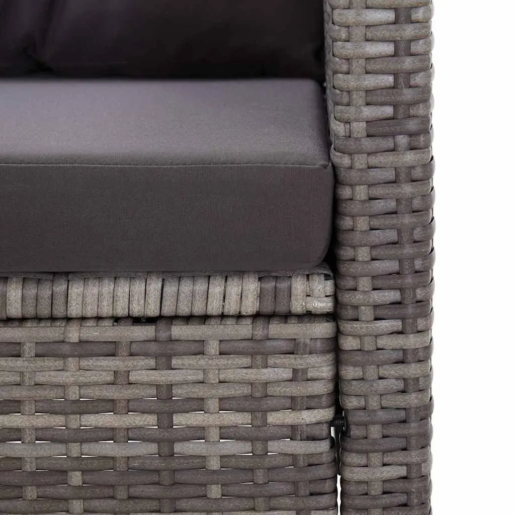 2-Seater Garden Sofa Grey PE Rattan Cushions 124cm Patio Outdoor