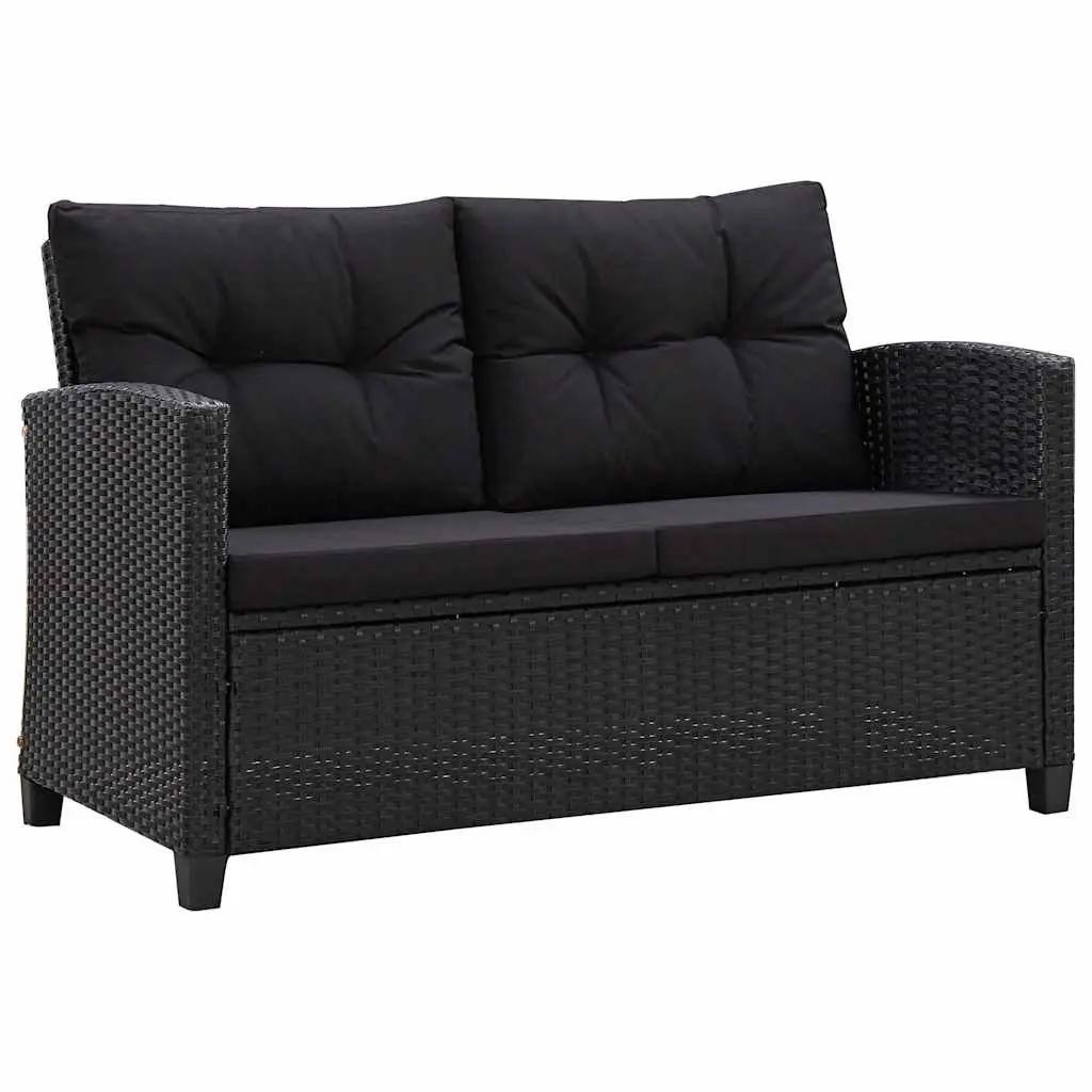 2-Seater Outdoor Sofa with Cushions in Black