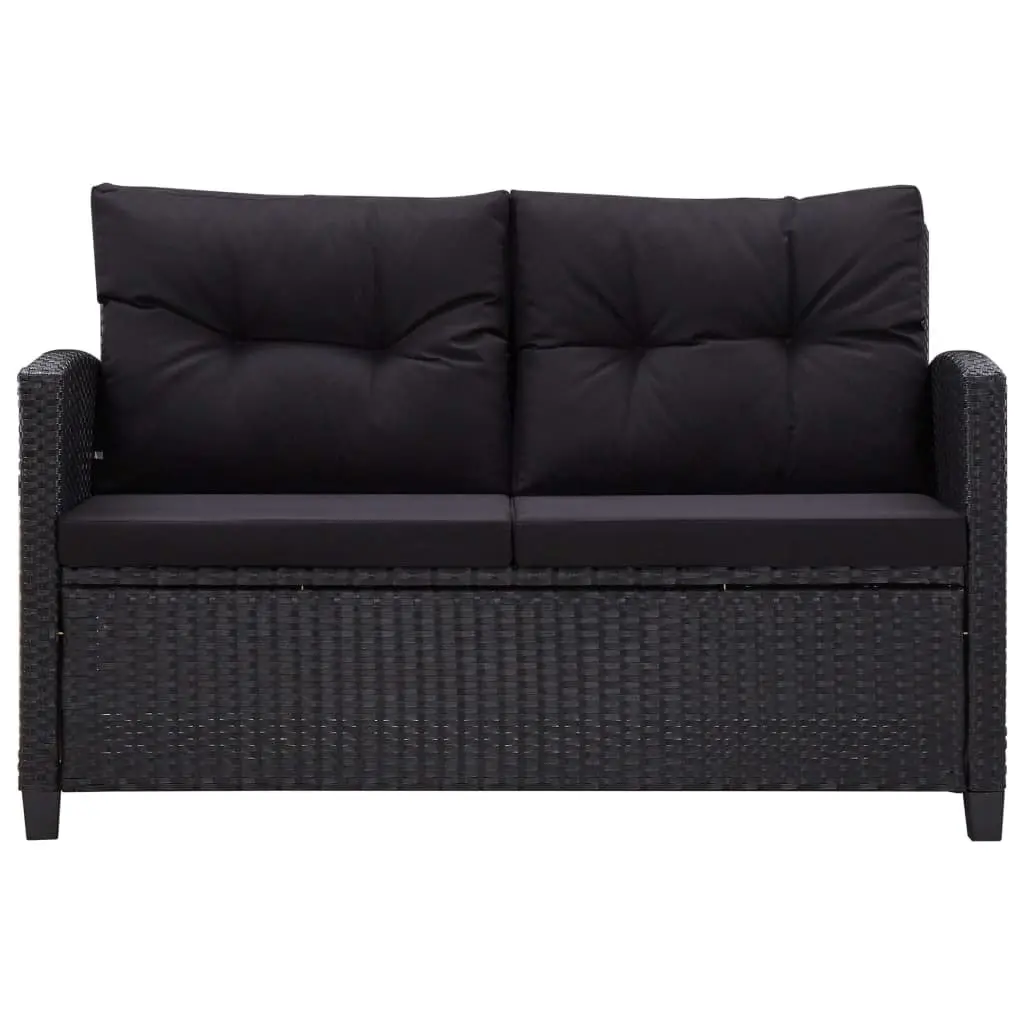 2-Seater Outdoor Sofa with Cushions in Black