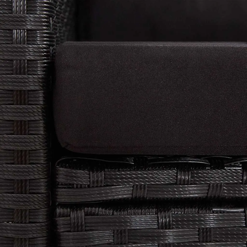 2-Seater Outdoor Sofa with Cushions in Black