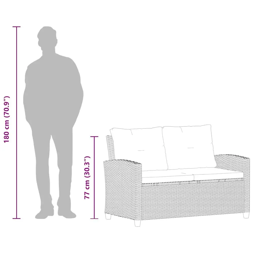 2-Seater Outdoor Sofa with Cushions in Black