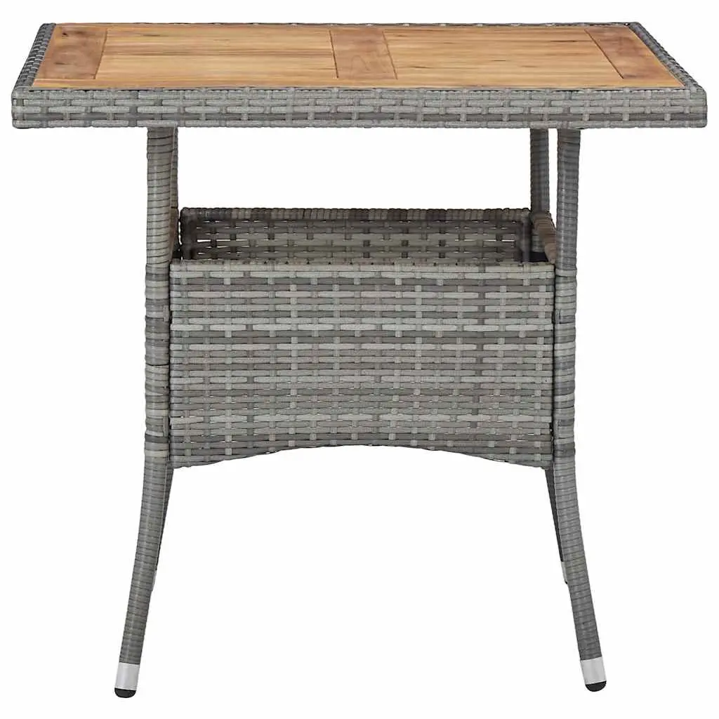 Outdoor Dining Table Grey Acacia Wood 4 Seater Poly Rattan Patio Garden