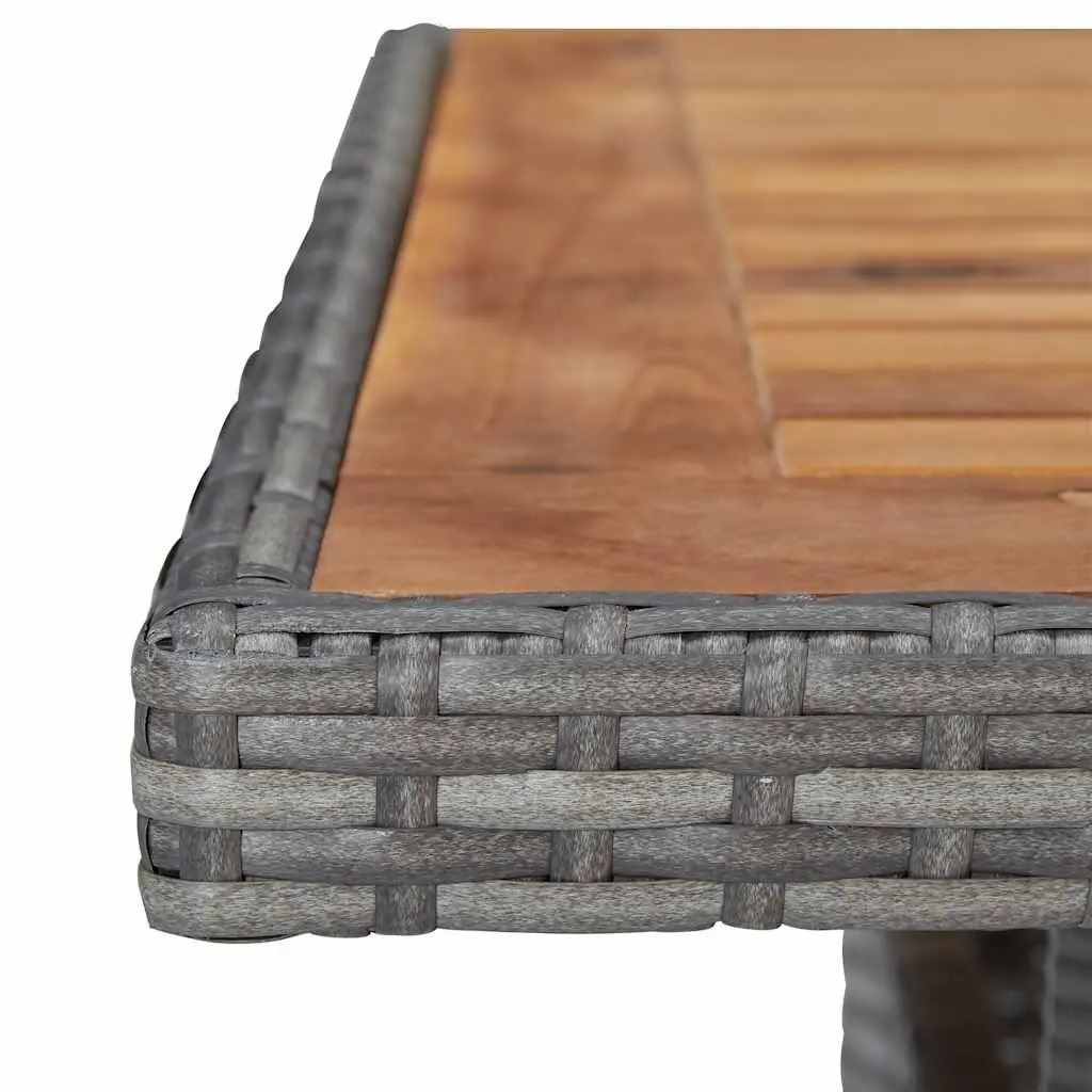 Outdoor Dining Table Grey Acacia Wood 4 Seater Poly Rattan Patio Garden