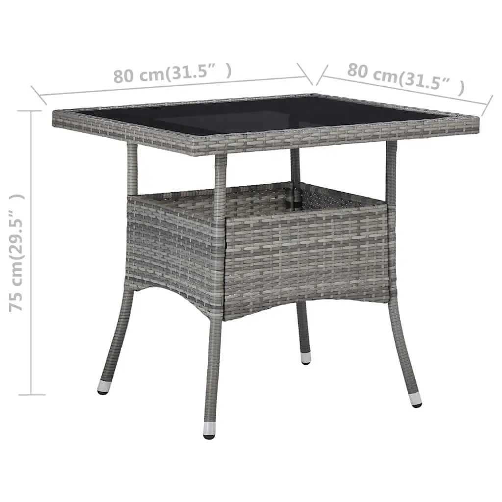 Outdoor Dining Table Grey Poly Rattan Glass 4 Seater Patio Furniture
