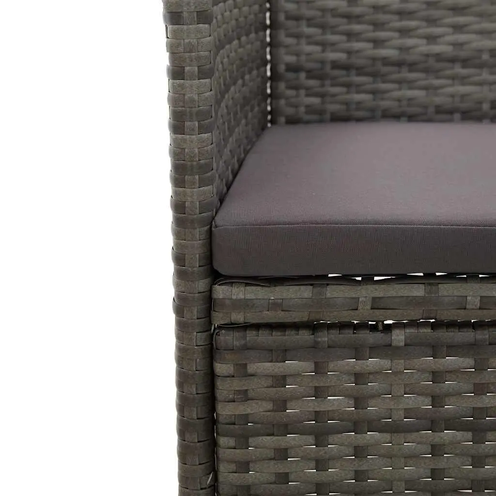 Outdoor Dining Chairs Set 2 pcs Grey Steel Frame PE Rattan Garden Seating Curved Backrest