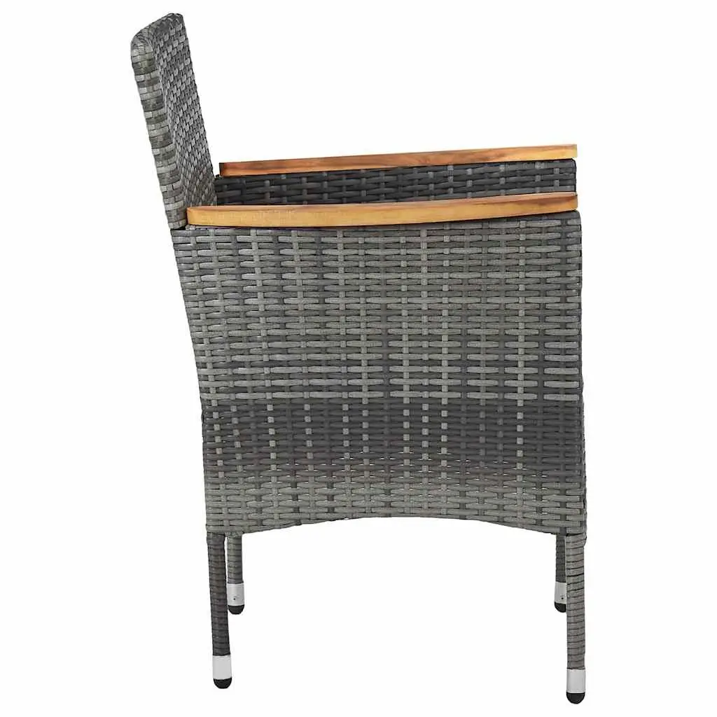 Outdoor Dining Chairs Set 2 pcs Grey Poly Rattan Garden Patio Seating Furniture