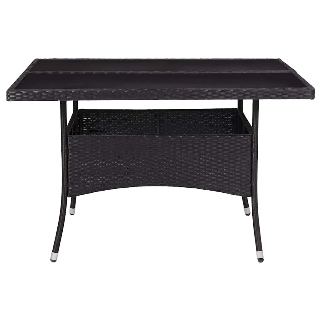 Outdoor Dining Table Black Poly Rattan Glass 4 Seater